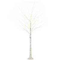 180 cm Kunstbirke Kunstbaum mit LED-Beleuchtung für Weihnachten Ostern Warmweiß - Weiß, Kunststoff (22/22/180cm) - HOMCOM