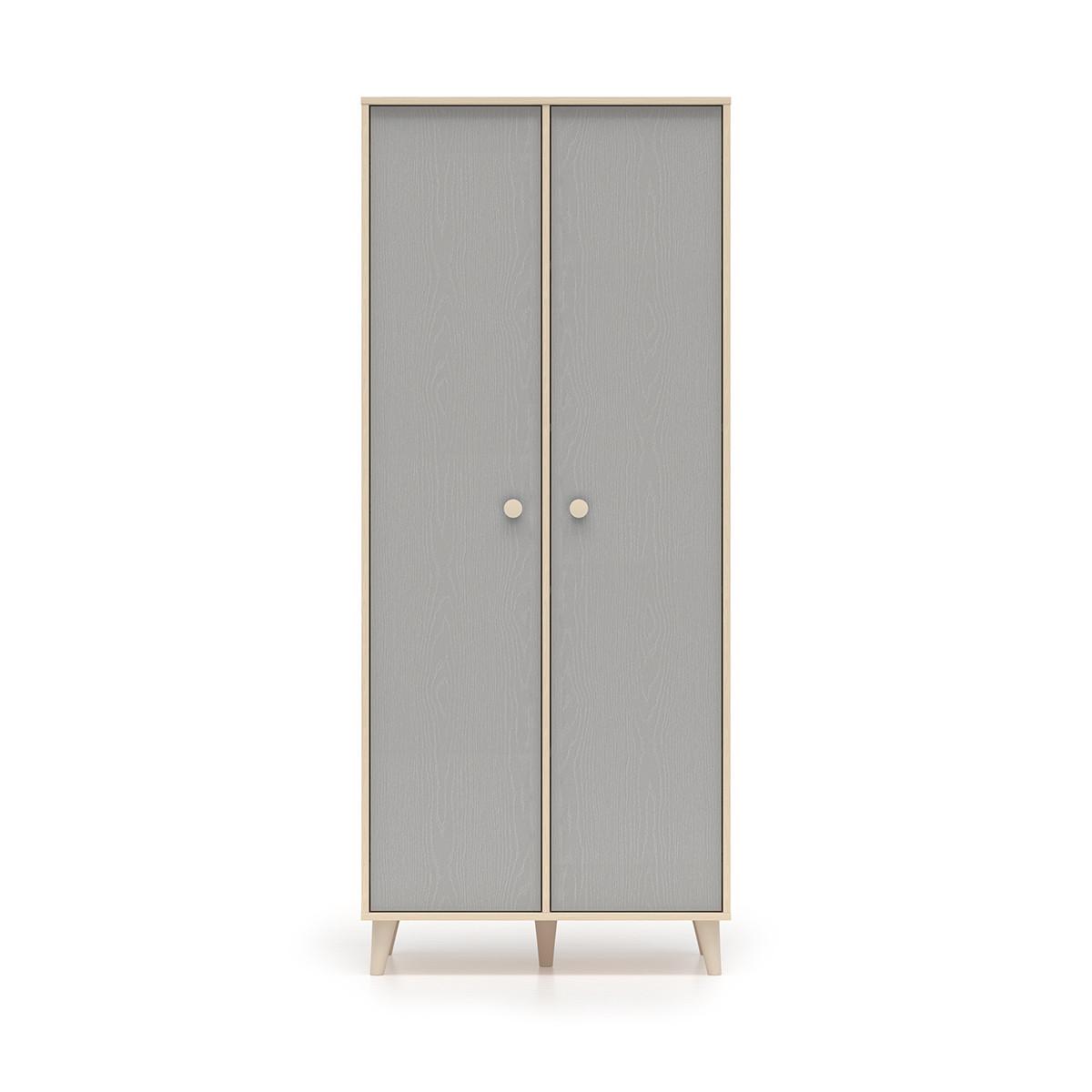 SCHRANK 2 Türen Alycia Beige - Grau - Holzeffekt - Grau, Holz (80/190/51cm) - Petits-meubles