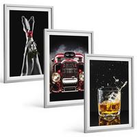 BILDER SET 3er Set - 40x60 cm Silberner Rahmen - Frauenbeine Rosenauto Whisky - Silberfarben, Kunststoff (40/60cm) - TULUP
