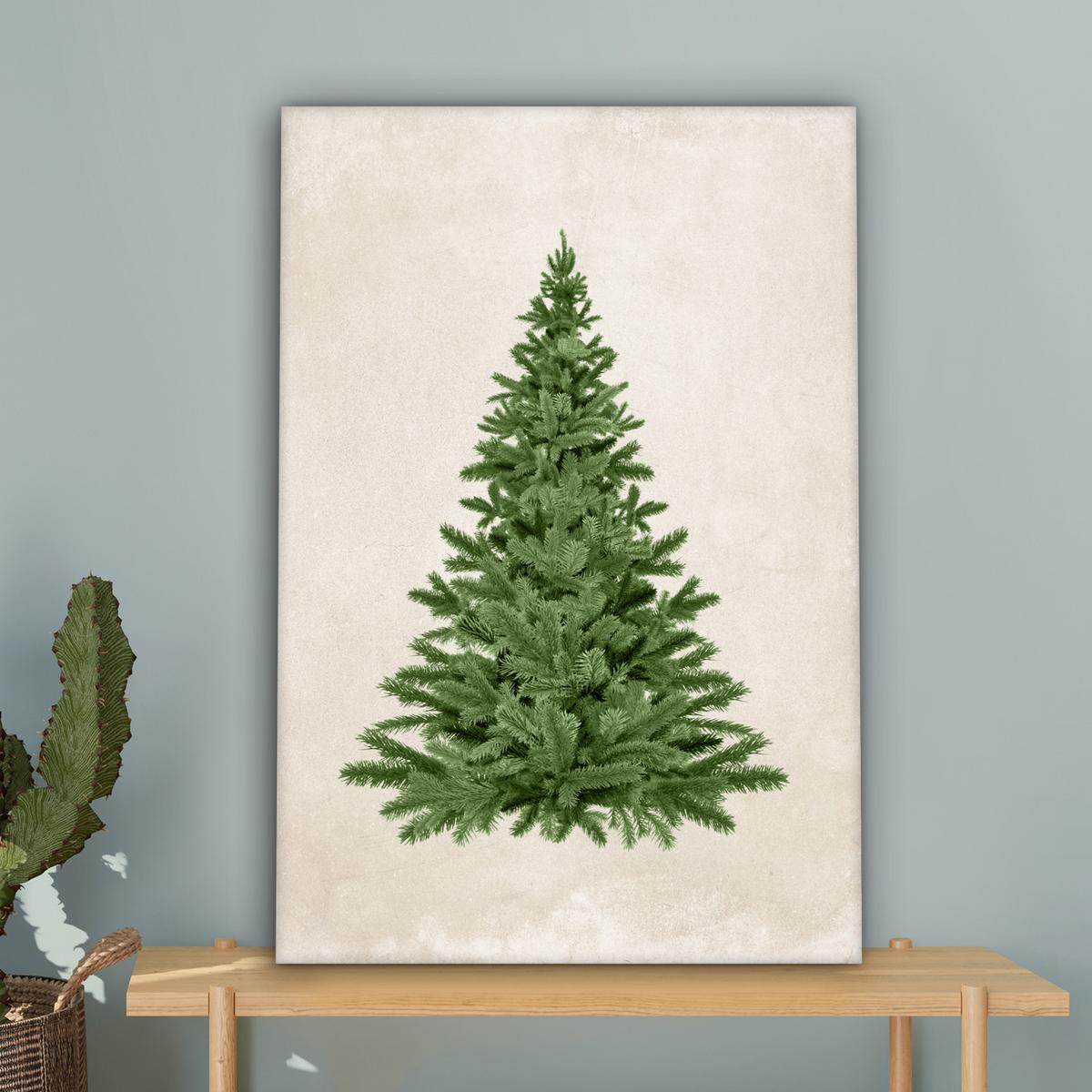 LEINWANDBILD Weihnachtsbaum - Grün - Weihnachten - Feiertage Wanddeko 40x60 cm - Olivgrün, Textil (40/60cm) - MuchoWow