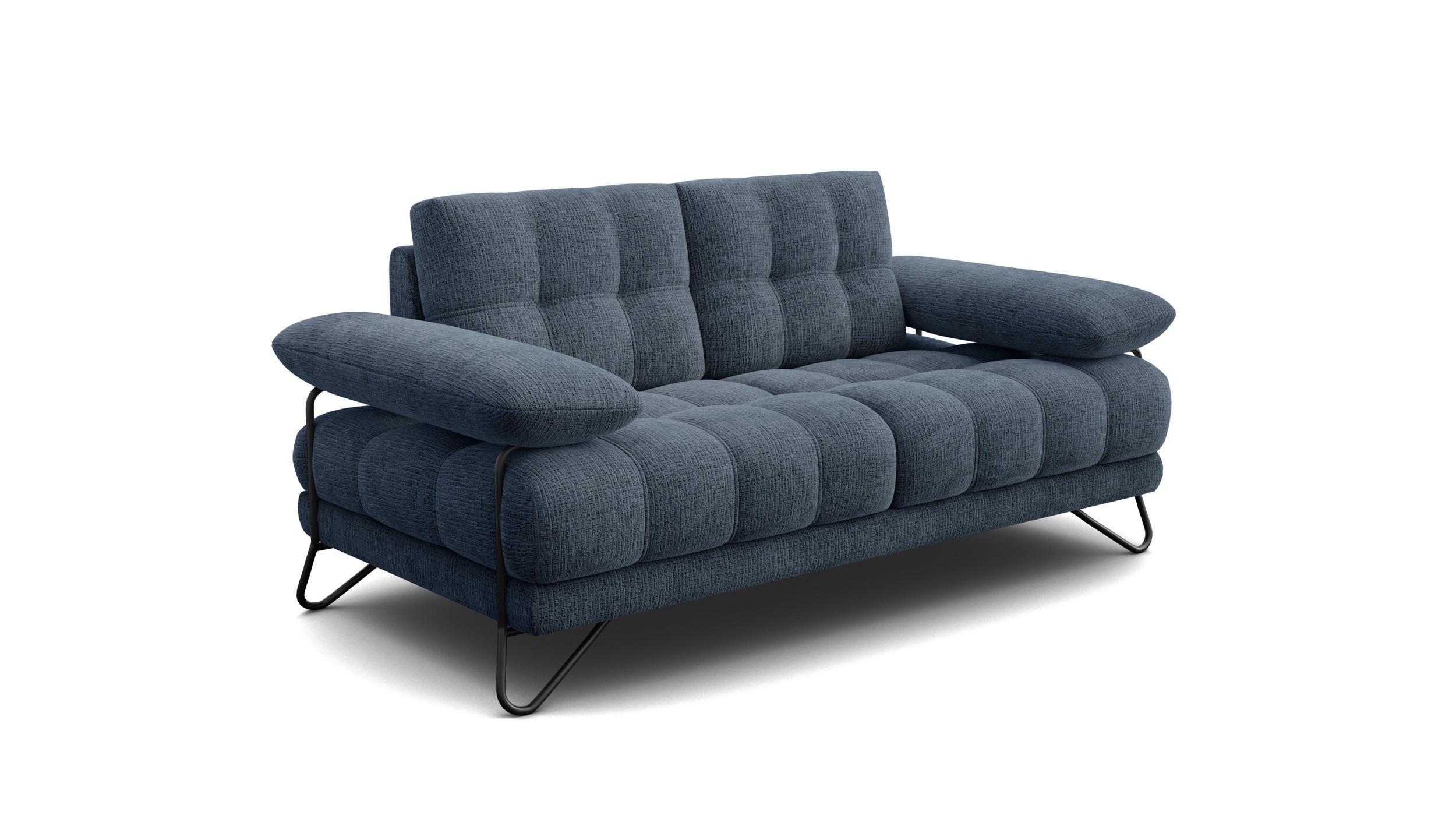 SOFA BUBBARA 2-Sitzer, marineblau - Blau/Schwarz, Holz/Textil (185/87/96cm) - Wozimo
