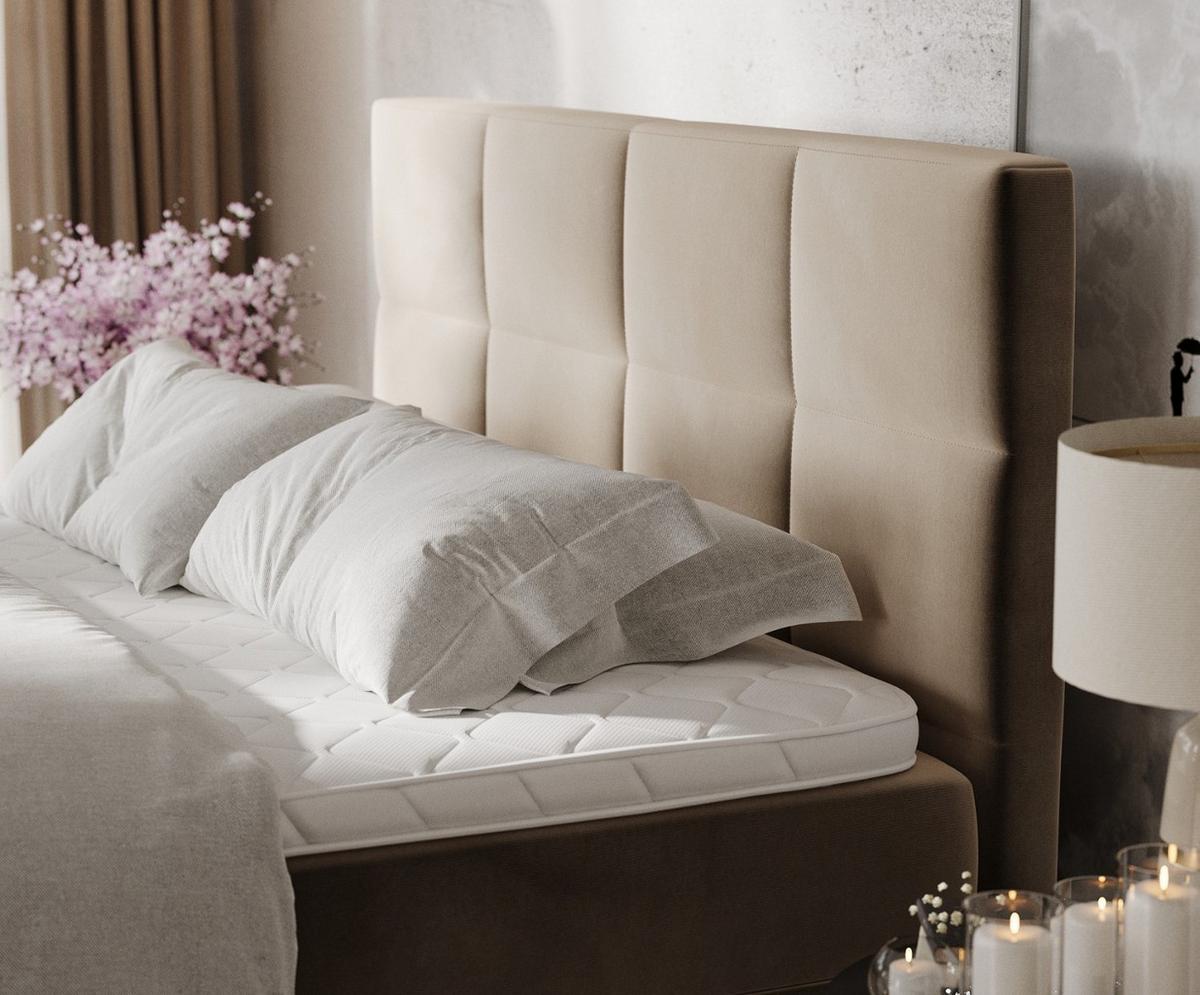 BOXBETT Velto 160/200 cm Taupe im Paros Stoff - Taupe/Schwarz, Holz/Holzwerkstoff (160/200cm) - AltaBeds