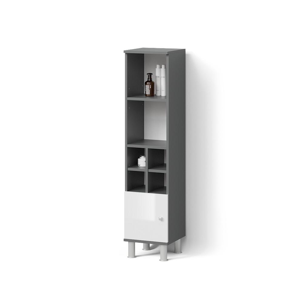 MIDISCHRANK Fucino Weiß Hochglanz 30 x 130.6 cm kleine Tür - Weiß Hochglanz, Holzwerkstoff (30/130.6/30cm) - Livinity®