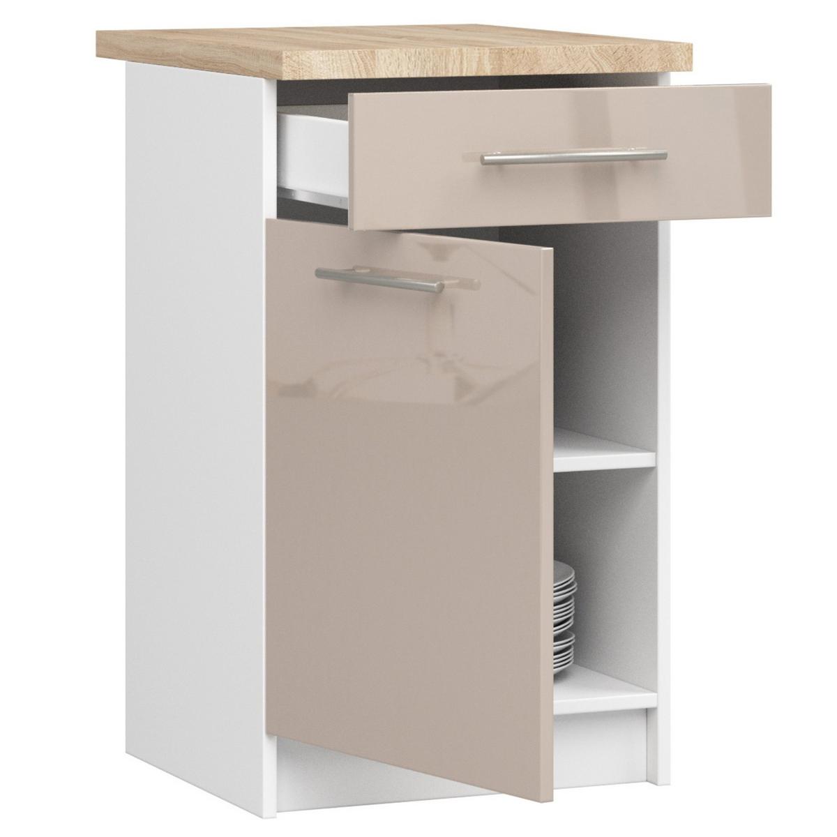 UNTERSCHRANK Weiß, Cappuccino Glanz 85/50/46 - Weiß/Cappuccino, Holzwerkstoff (50/85/46cm) - RAUMHIRSCH FURNITURE
