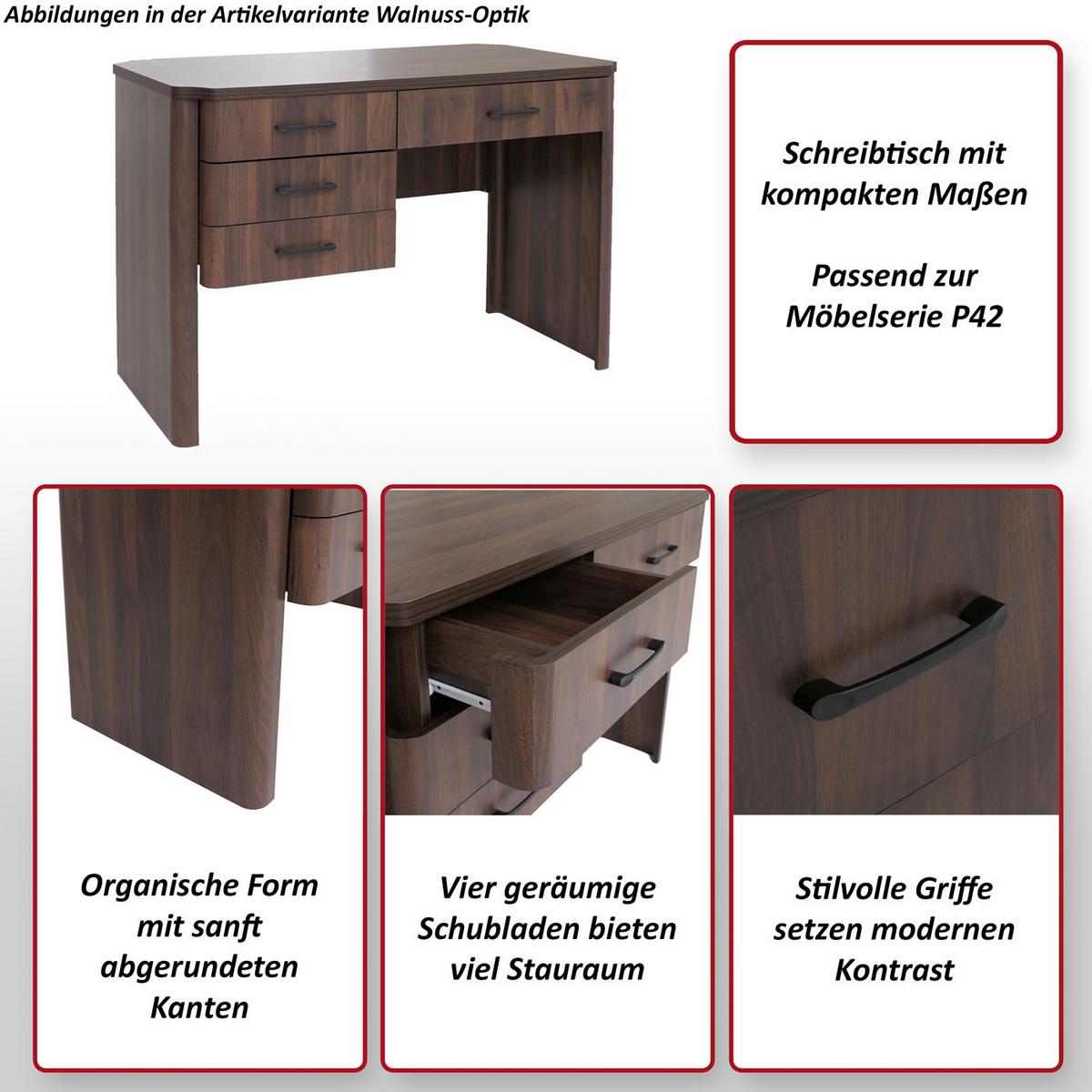 SCHREIBTISCH Walnuss Dekor - Walnussfarben, Holz (60/110/78cm) - MCW