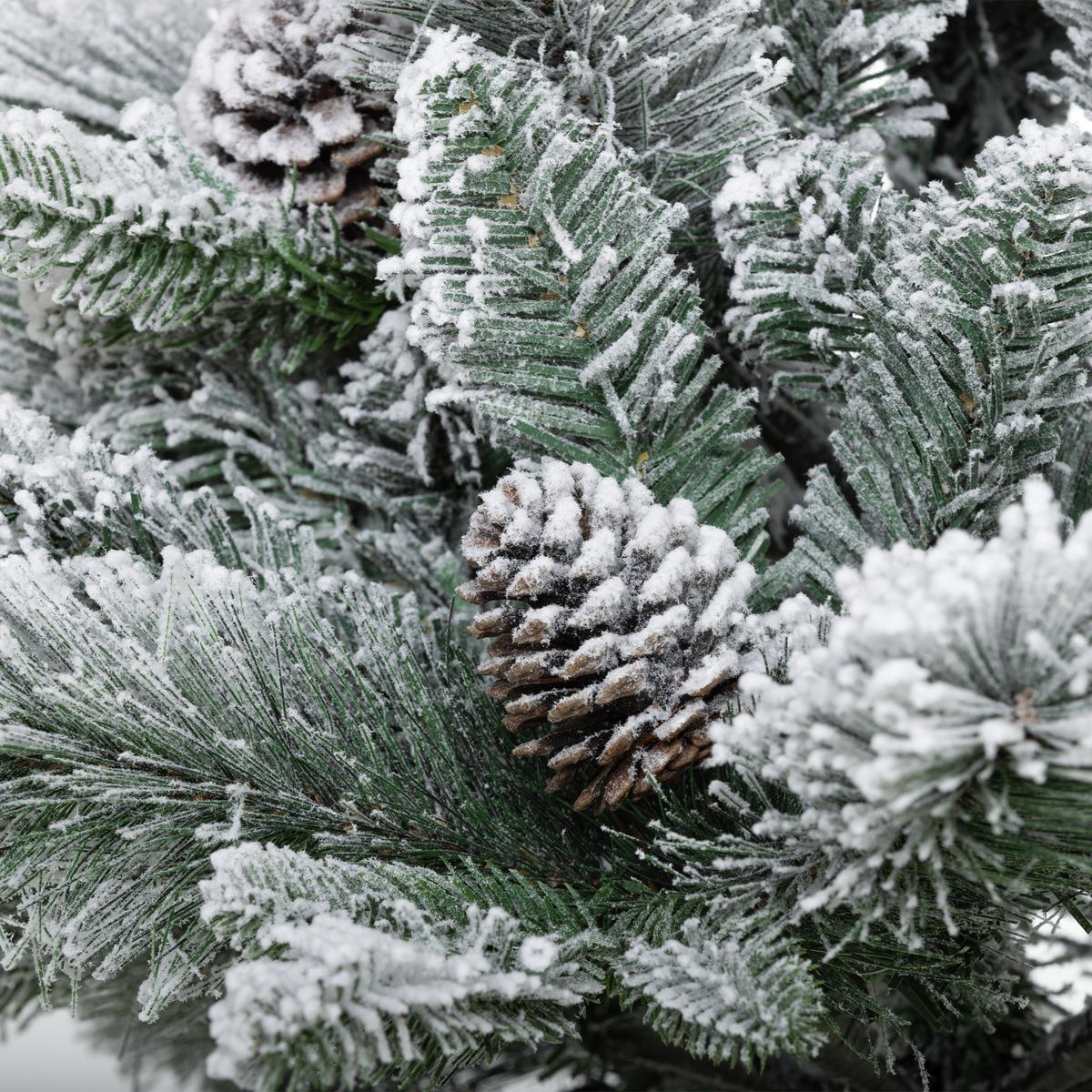 107 cm Künstlicher Weihnachtsbaum, 2er-Set mit 100 LED-Lichten flammhemmend - Weiß/Grün, Kunststoff/Metall (107cm) - HOMCOM