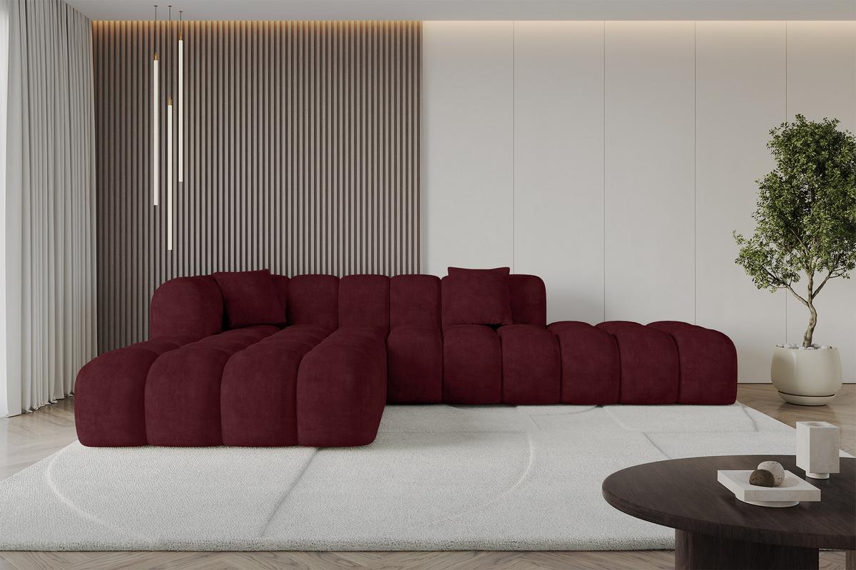 ECKSOFA Ottomane Links OLEA-L2 - 289x176x71 cm Bordeaux - Bordeaux/Schwarz, Holzwerkstoff/Kunststoff (289/176cm) - ALTDECOR
