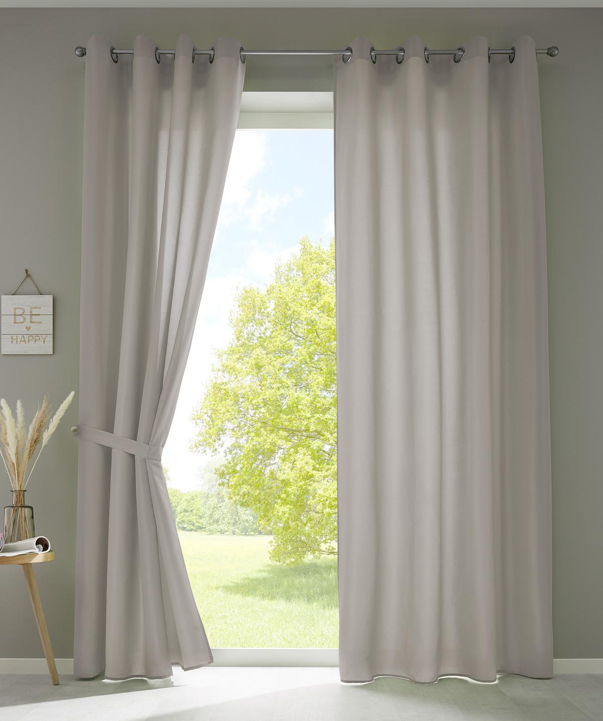 VORHANG 2ER SET BERLIN HxB 245x140cm Stein - Pinienfarben, Textil (140/245/245cm) - Gardinenbox