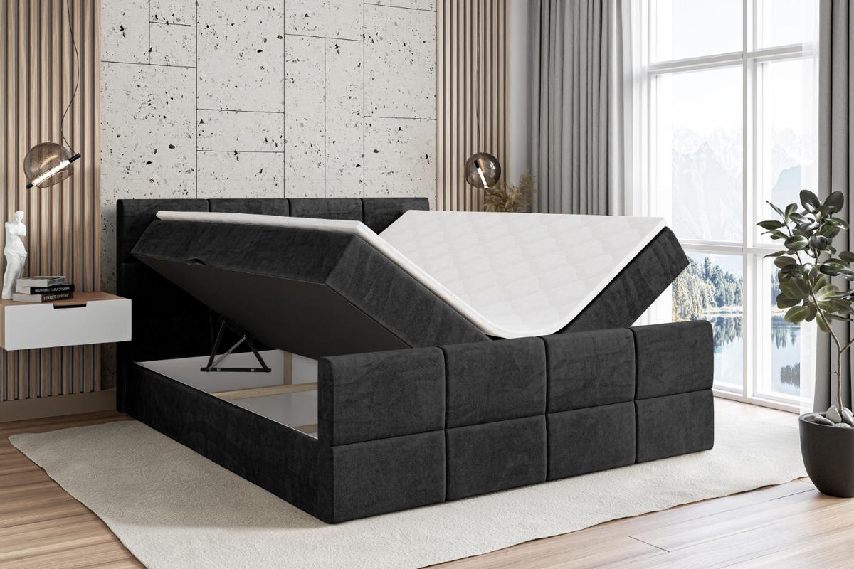 BOXBETT ARDENI-Z - 180x200 cm - H3 - Schwarz - Schwarz, Holzwerkstoff (180/200cm) - ALTDECOR