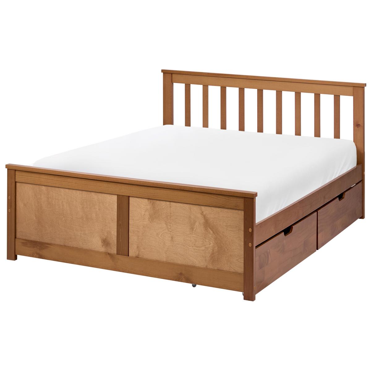 BETT mit 2 Schubladen 120/200 cm Kiefernholz Braun Olendon - Braun, Holz (120/200cm) - Beliani