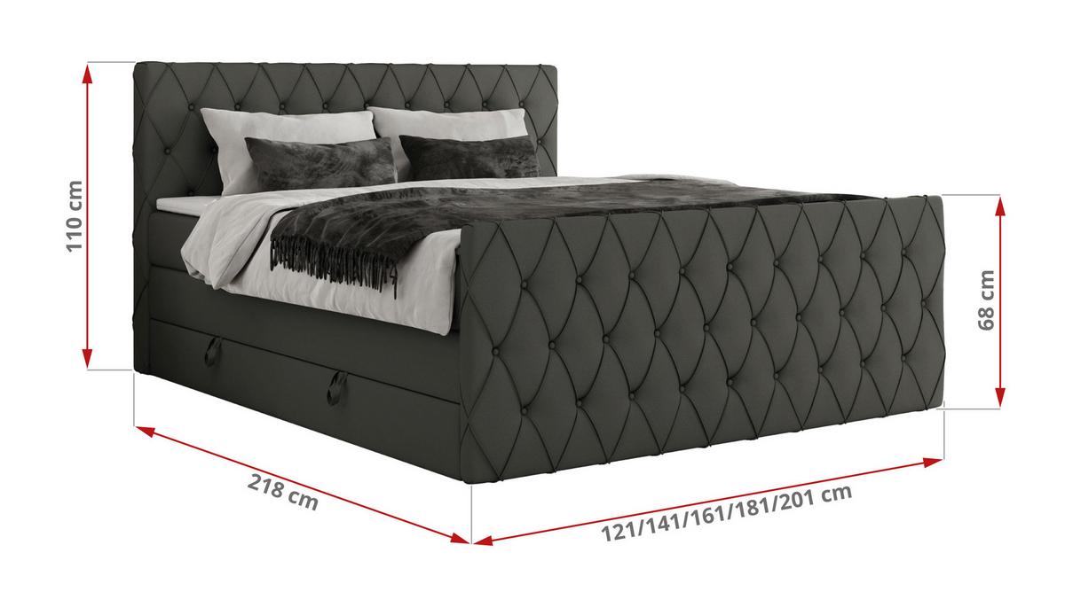 BOXSPRINGBETT MIREN KING DUO 120/200 Dunkelgrau Kunstleder - H3 - Dunkelgrau, Holz/Textil (120/200cm) - MKS