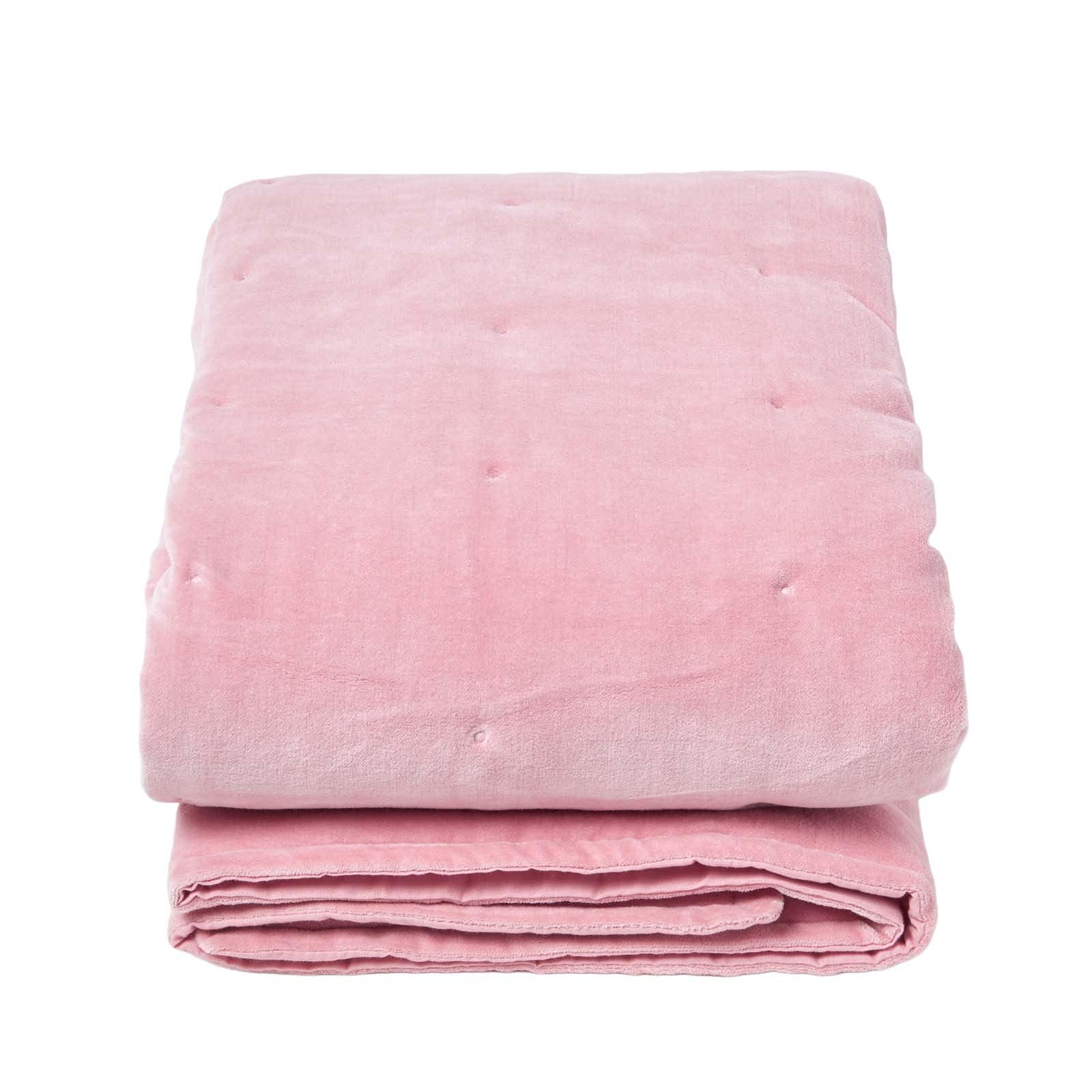 SAMT-KUSCHELDECKE 120/150 cm, Baumwolle wattiert - Rosa, Textil (125/150cm) - Homescapes