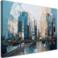 LEINWANDBILD Abstraktion 30x20cm - Blau, Textil (30/20cm) - Feeby