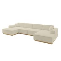 WOHNLANDSCHAFT IREA-U2-v2 - 386x165x80 cm Beige - Hellbraun/Creme, Holzwerkstoff/Textil (386/80/165cm) - ALTDECOR