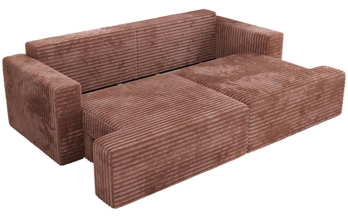 4-SITZER SOFA VIRELLA Rosa Cord - Schwarz/Rosa, Kunststoff/Textil (240/88/115cm) - MKS