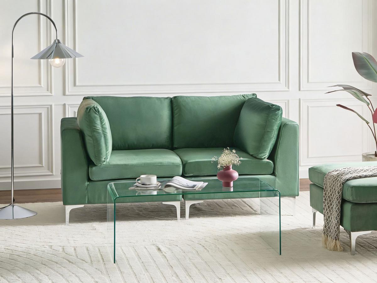 MODULSOFA 2-Sitzer Grün Samtstoff Evja - Grün, Textil (170/84/85cm) - Beliani