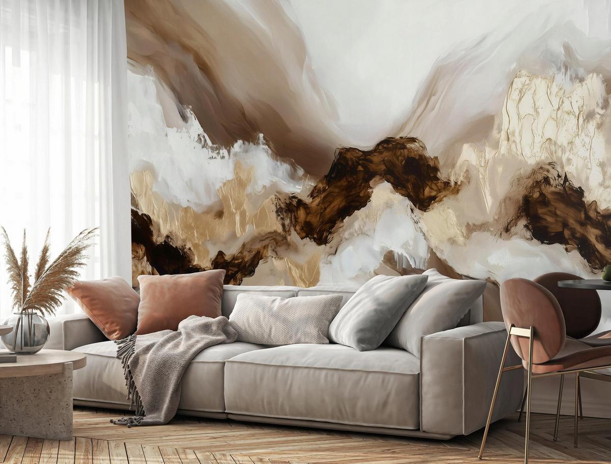 FOTOTAPETE Marmor Abstrakt Braun 254x184 cm - Multicolor, Papier (254/184cm) - Wallarena