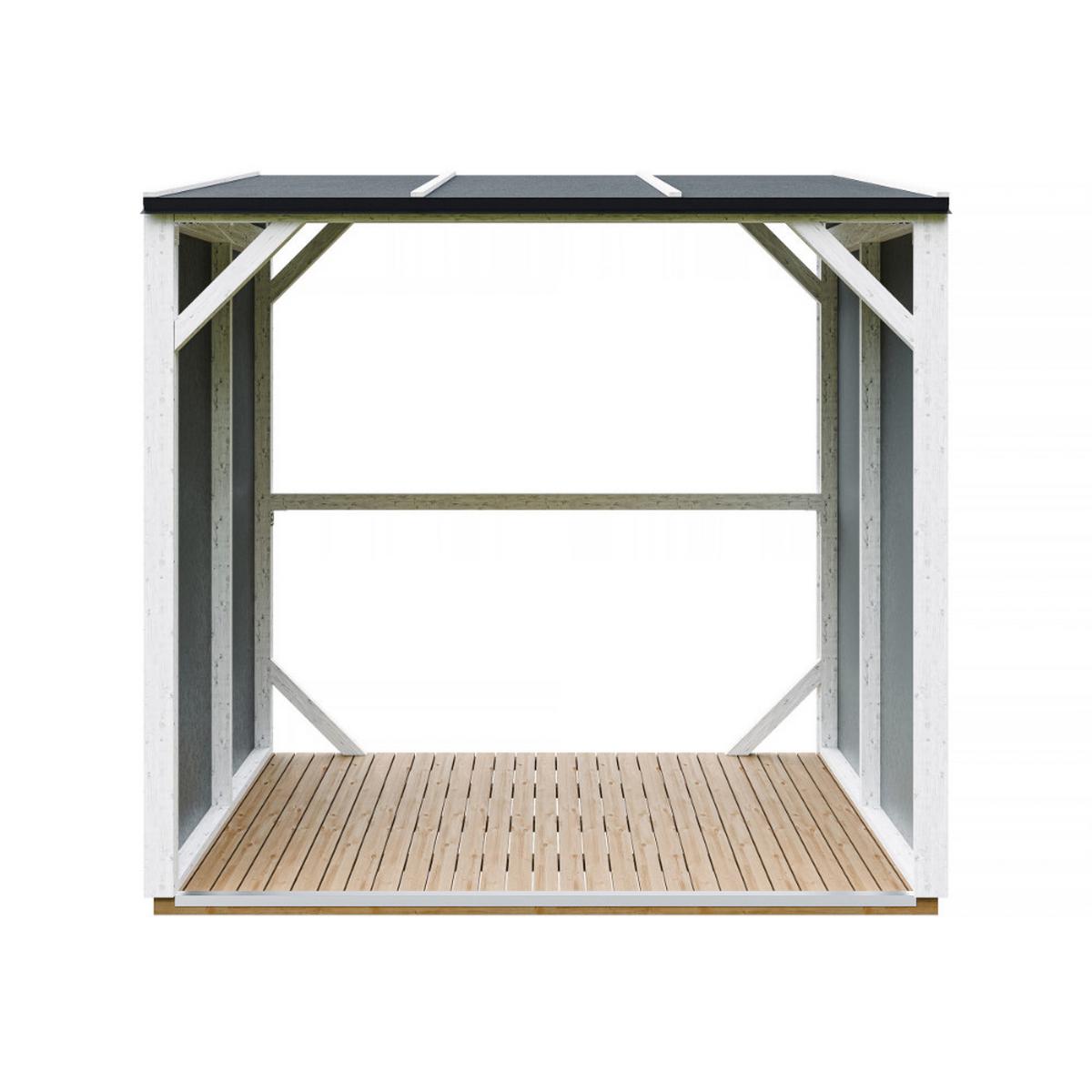 BRENNHOLZLAGER 2,54 m², Kaminholzunterstand mit ~4,4 m³ Lagerkapazität - Grau, Holz (118/220/215cm) - Timbela