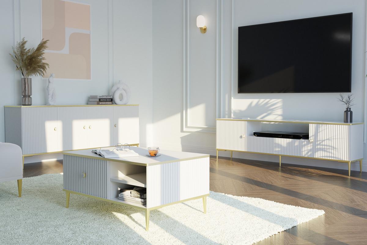 KOMMODE Weiß, Gold 182/73/40 - Weiß, Holzwerkstoff (182/73/40cm) - RAUMHIRSCH FURNITURE