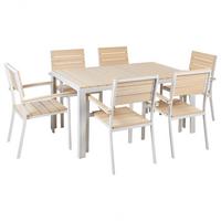 GARTENMÖBEL-SET 6-Sitzer Kunstholz beige/weiß Como - Beige/Weiß, Kunststoff - Beliani