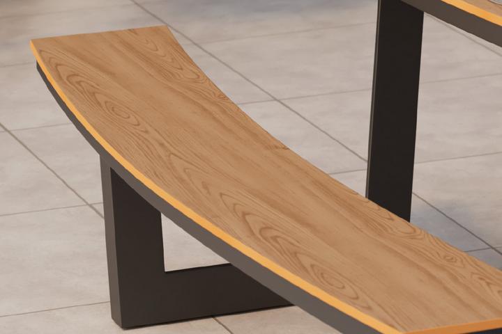 Gartentischgruppe Aluminiumgestell pulverbeschichtet 2 Sitzbänke mit Tisch verbunden Bankauflage Holzoptik aus Polywood® matt