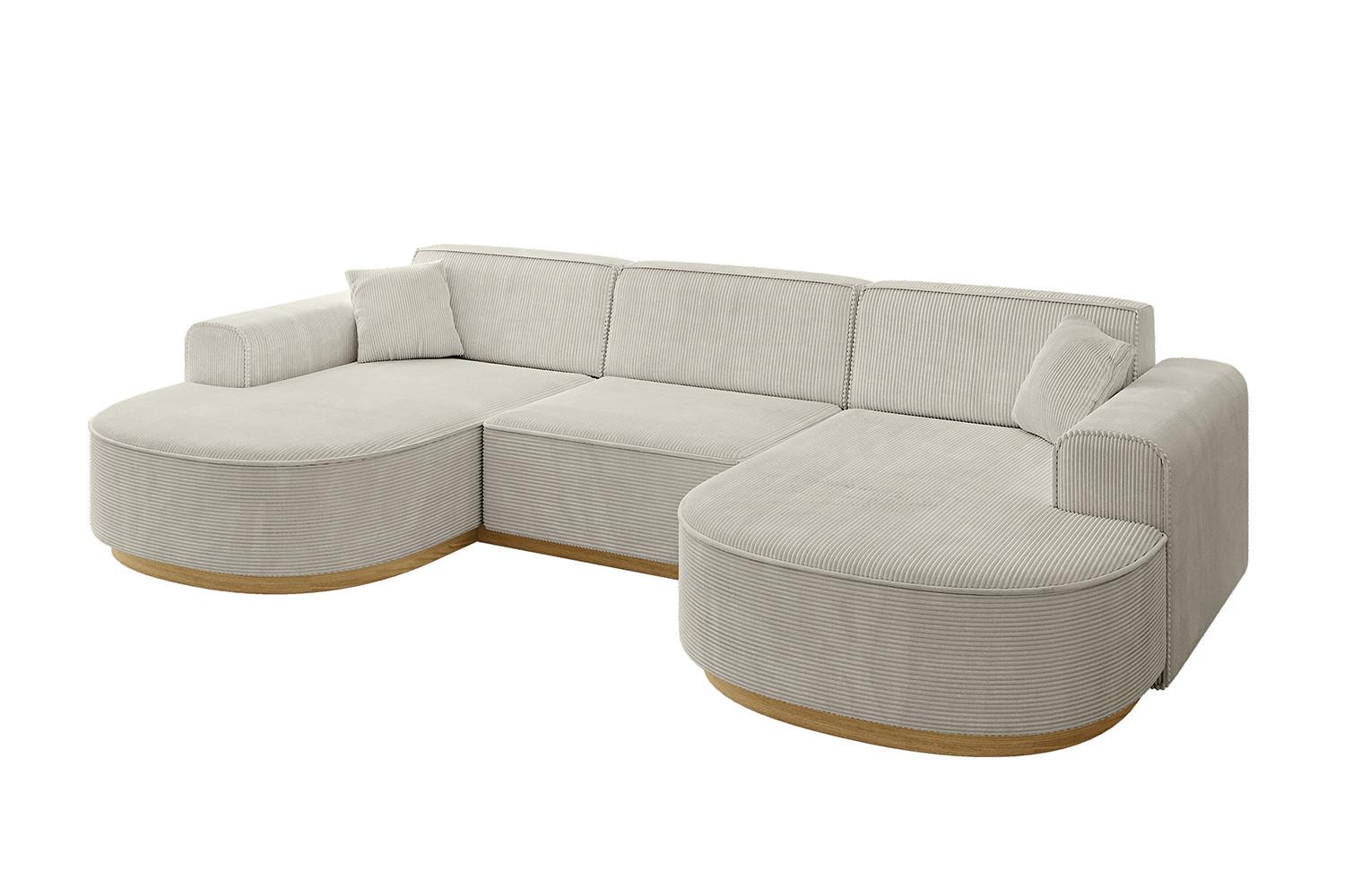 WOHNLANDSCHAFT MARI-U1-v2 - 303x171x83 cm Creme Cord - Hellgrau/Creme, Holzwerkstoff/Textil (303/83/171cm) - ALTDECOR