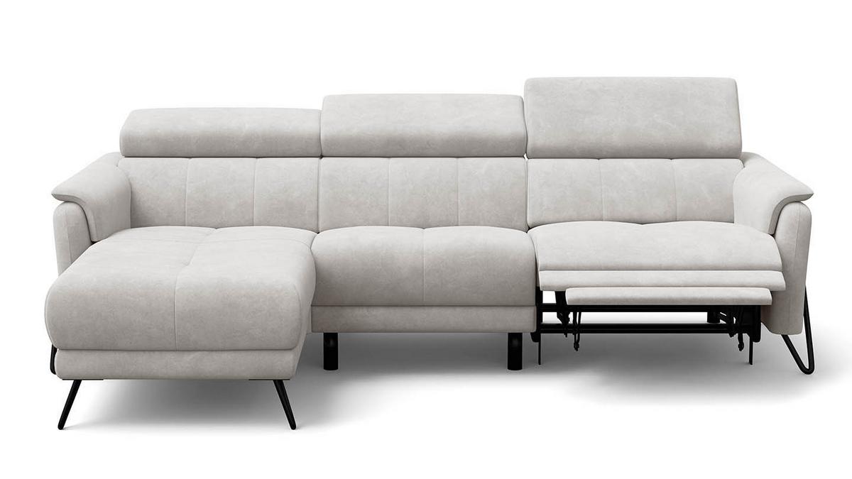 ECKSOFA RODEN 4-Sitzer mit Relax, creme, Veloursstoff - Creme, Holz/Textil (268/92cm) - Wozimo