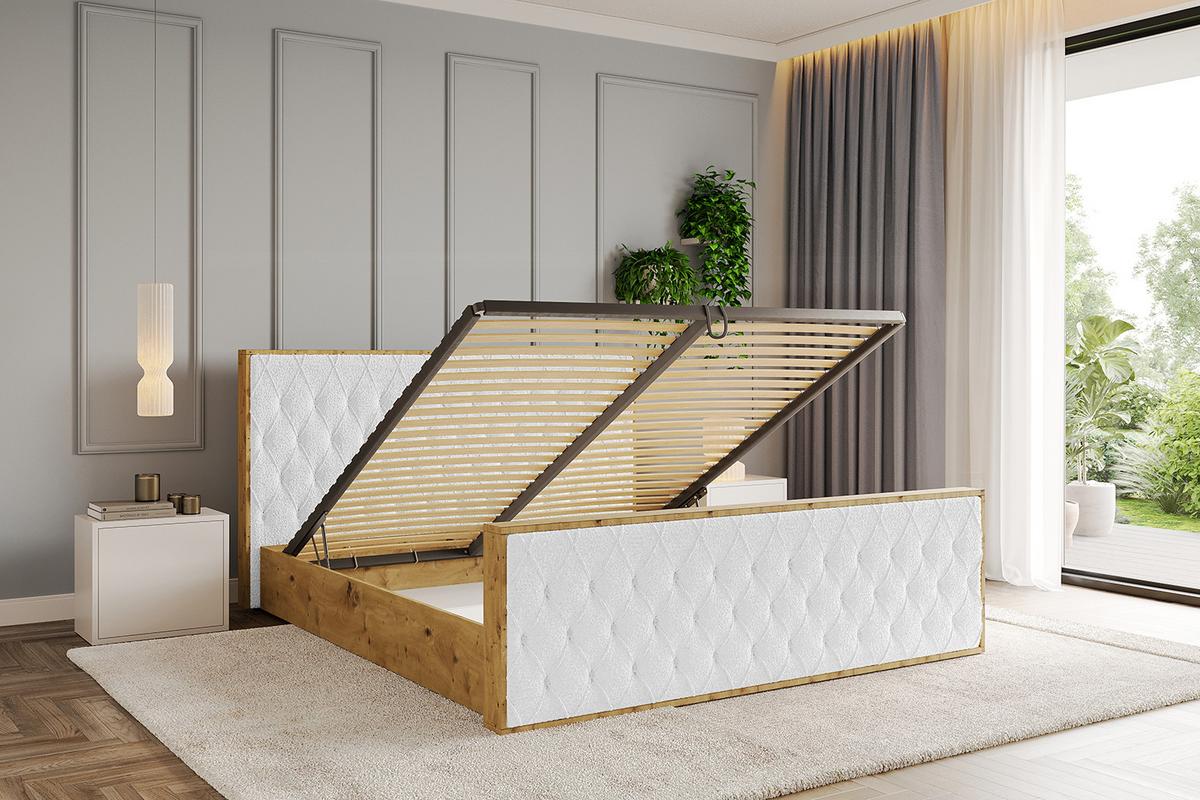 POLSTERBETT mit Bettkasten, Fußteil und Lattenrost, Boxbett ohne Matratze - ENZO5-Z 200x200 Weiß - Weiß, Holzwerkstoff/Textil (200/200cm) - ALTDECOR