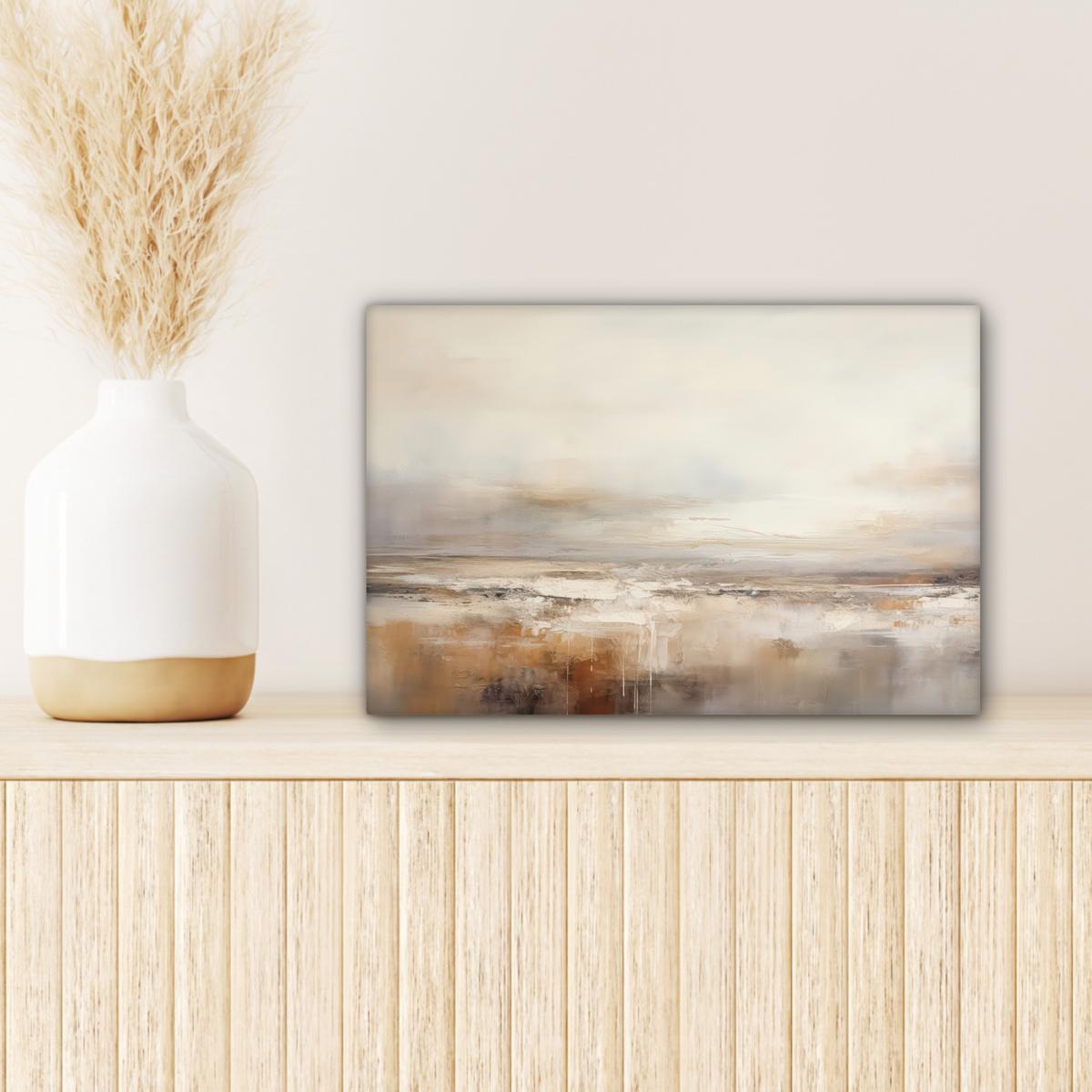 LEINWANDBILD Kunst - Industriell - Grau - Braun - Abstrakt Deko Schlafzimmer 30x20 cm - Sandfarben, Textil (30/20cm) - MuchoWow