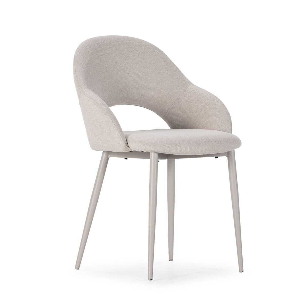 STÜHLE 2er-Set mit Stoffbezug und Metallfüßen 57/84/54 cm - Beige, Textil (57/84/63.5cm) - Calicosy