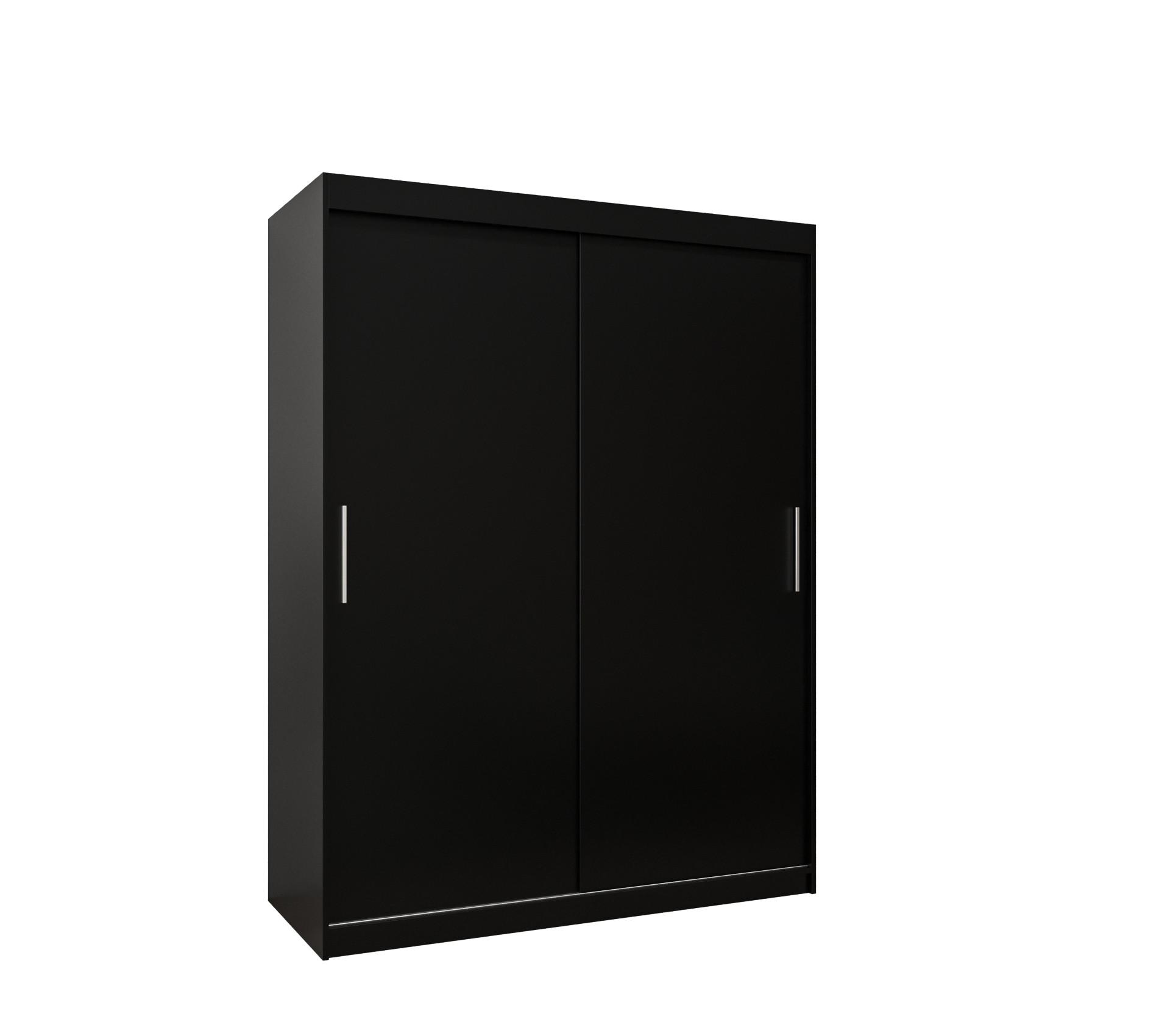 SCHIEBETÜRENSCHRANK TOKYO 200/150/62 2-türig - Silberfarben/Schwarz, Holz/Kunststoff (150/200/62cm) - MÖBEL KRYSPOL