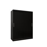 SCHIEBETÜRENSCHRANK TOKYO 200/150/62 2-türig - Silberfarben/Schwarz, Holz/Kunststoff (150/200/62cm) - MÖBEL KRYSPOL