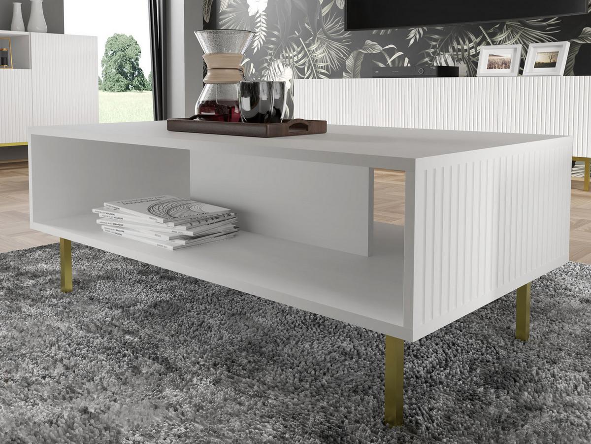 COUCHTISCH Weiß, Weiß, Gold 90/45/60 - Weiß, Holzwerkstoff (60/90/45cm) - RAUMHIRSCH FURNITURE