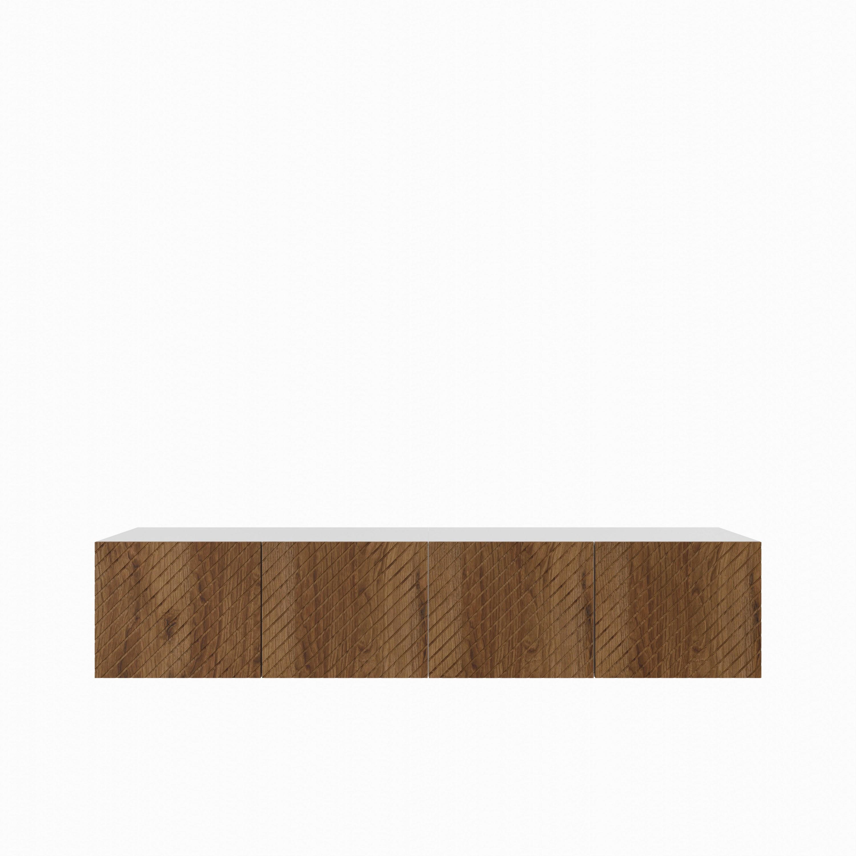 LOWBOARD CAVA 200/41/40 cm, Hängender TV-Schrank Weiß / Eichefarben - Eichefarben/Braun, Holzwerkstoff (200/41/40cm) - MASSENO