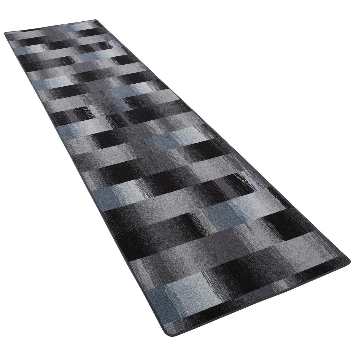 VELOURS LÄUFER TEPPICH MYSTIC KARO - Blau, Textil (80/240cm) - Snapstyle