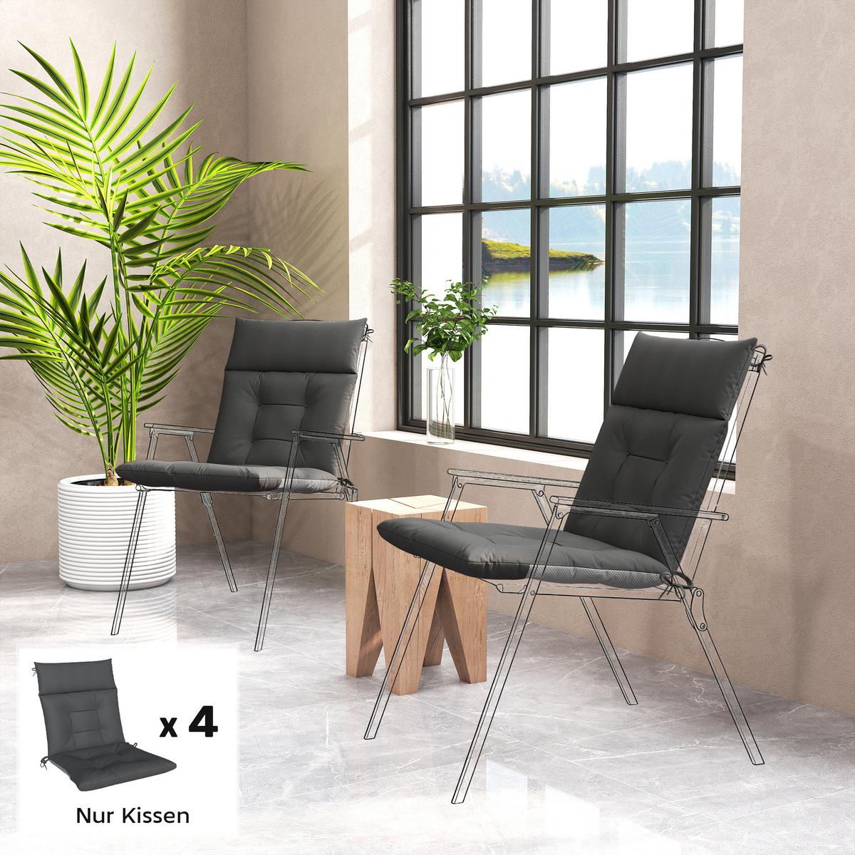 SITZKISSEN 4ER-SET aus Polyester Dunkelgrau - Dunkelgrau, Textil (111.5/53/8cm) - Outsunny