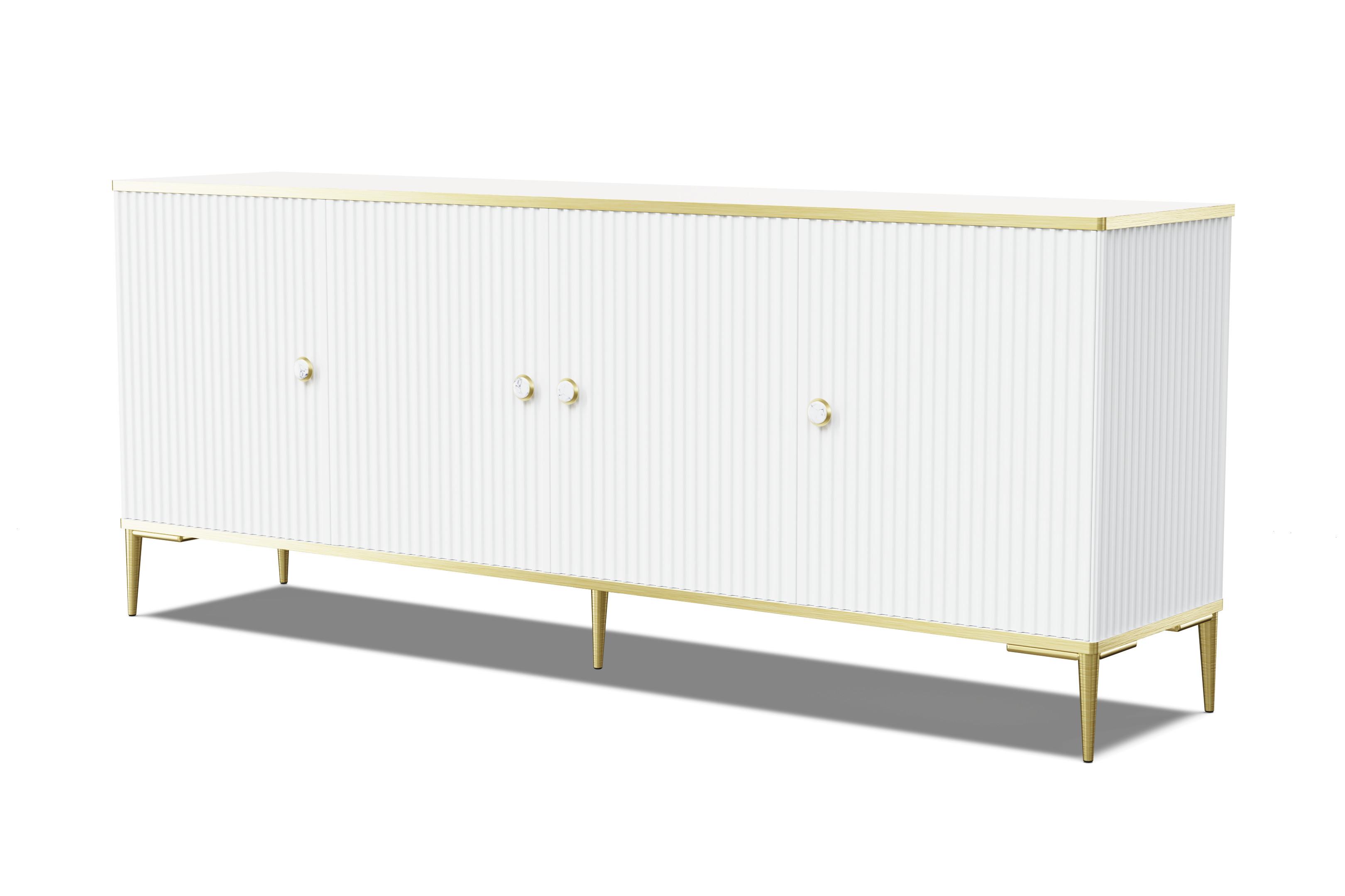 KOMMODE Weiß, Gold 182/73/40 - Weiß, Holzwerkstoff (182/73/40cm) - RAUMHIRSCH FURNITURE
