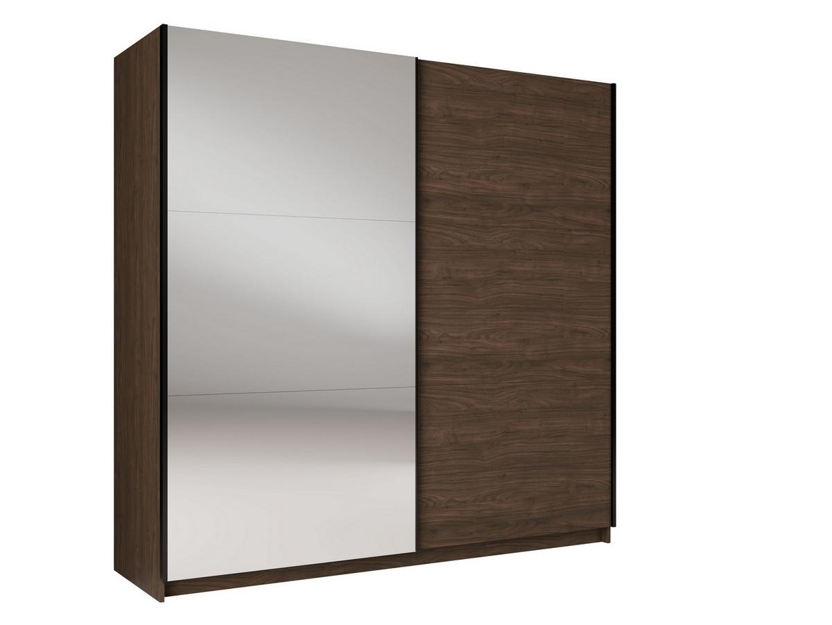 SCHWEBETÜRENSCHRANK BELDEN 150,6/207/55,3cm 2-türig mit Spiegel Nussbaumfarben - Nussbaumfarben, Holzwerkstoff (150.6/207/55.3cm) - MASSENO