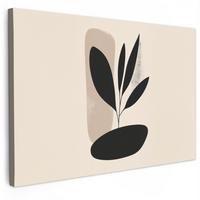 LEINWANDBILD Pflanze - Beige - Japanisch Gemälde 60x40 cm - Schwarz, Textil (60/40cm) - MuchoWow