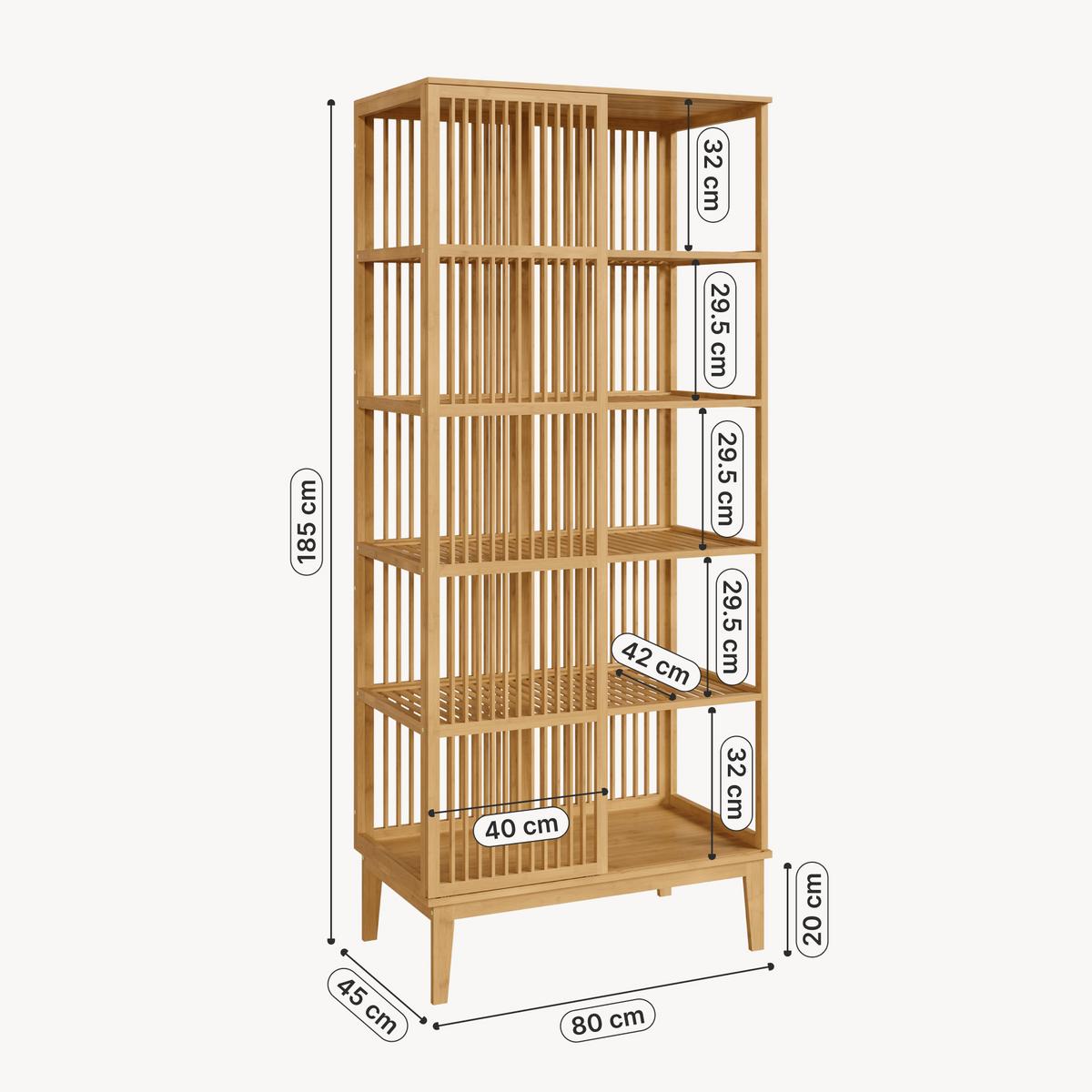 STANDREGAL Trundholm - Naturfarben, Holz (80/185/45cm) - [en.casa]