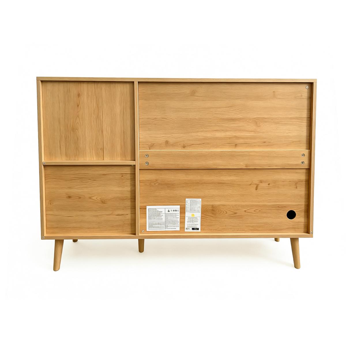 SIDEBOARD 118cm mit gewölbten Türen, 2 Schubladen, für Wohnzimmer - Naturfarben, Holzwerkstoff (118/82/35cm) - Urban Meuble
