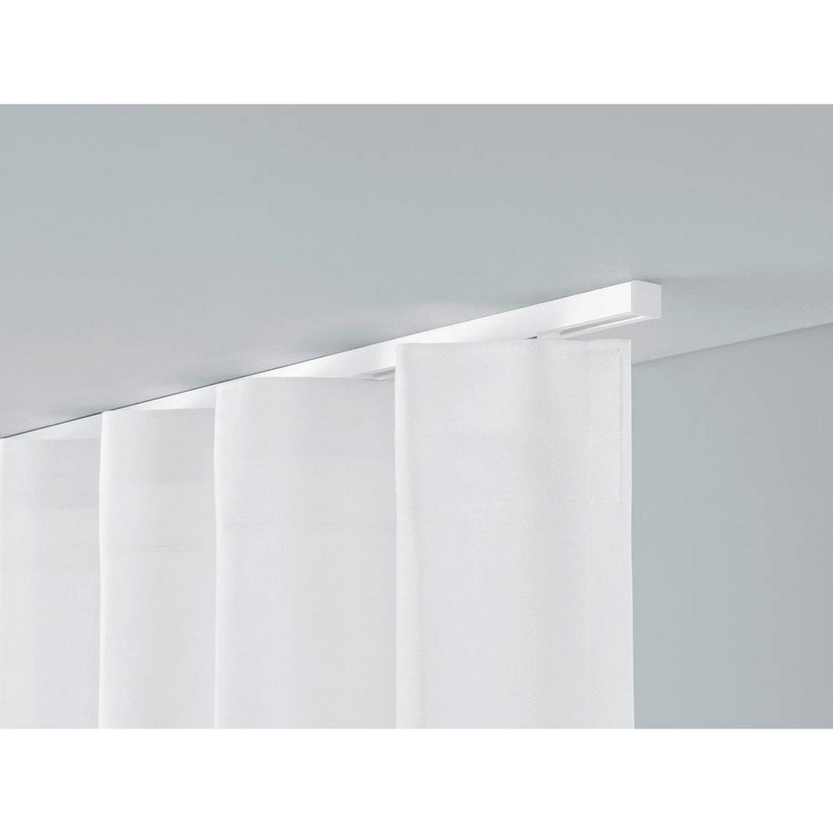 GARDINENSCHIENE auf Maß 1-lauf Deckenmontage Square 510cm - Weiß, Metall (510cm) - Deco-Raum