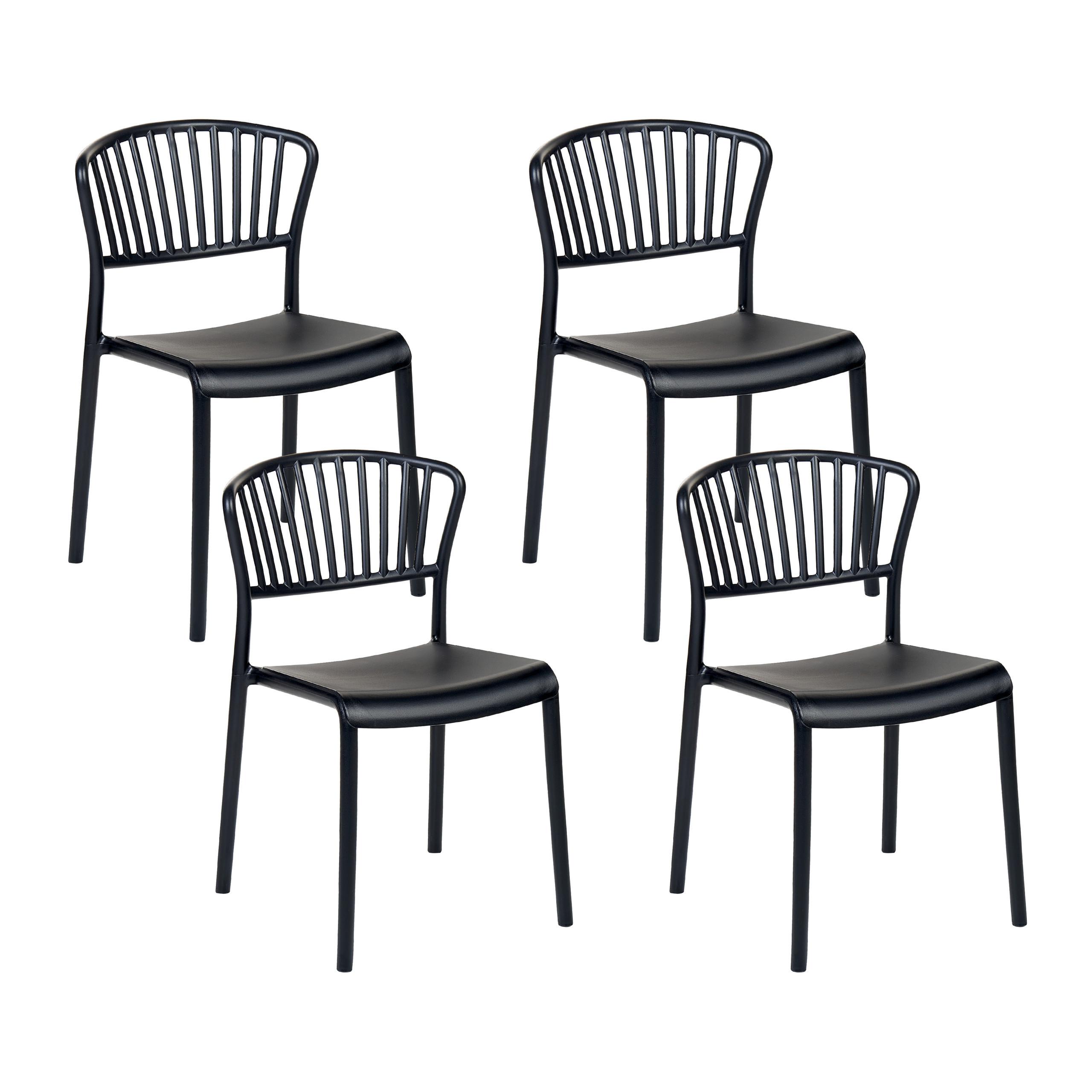 GARTENSTÜHLE 4er-Set Kunststoff schwarz Gela - Schwarz, Kunststoff (45/78/50cm) - Beliani