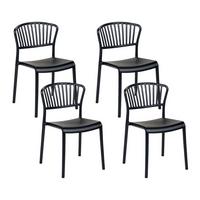 GARTENSTÜHLE 4er-Set Kunststoff schwarz Gela - Schwarz, Kunststoff (45/78/50cm) - Beliani
