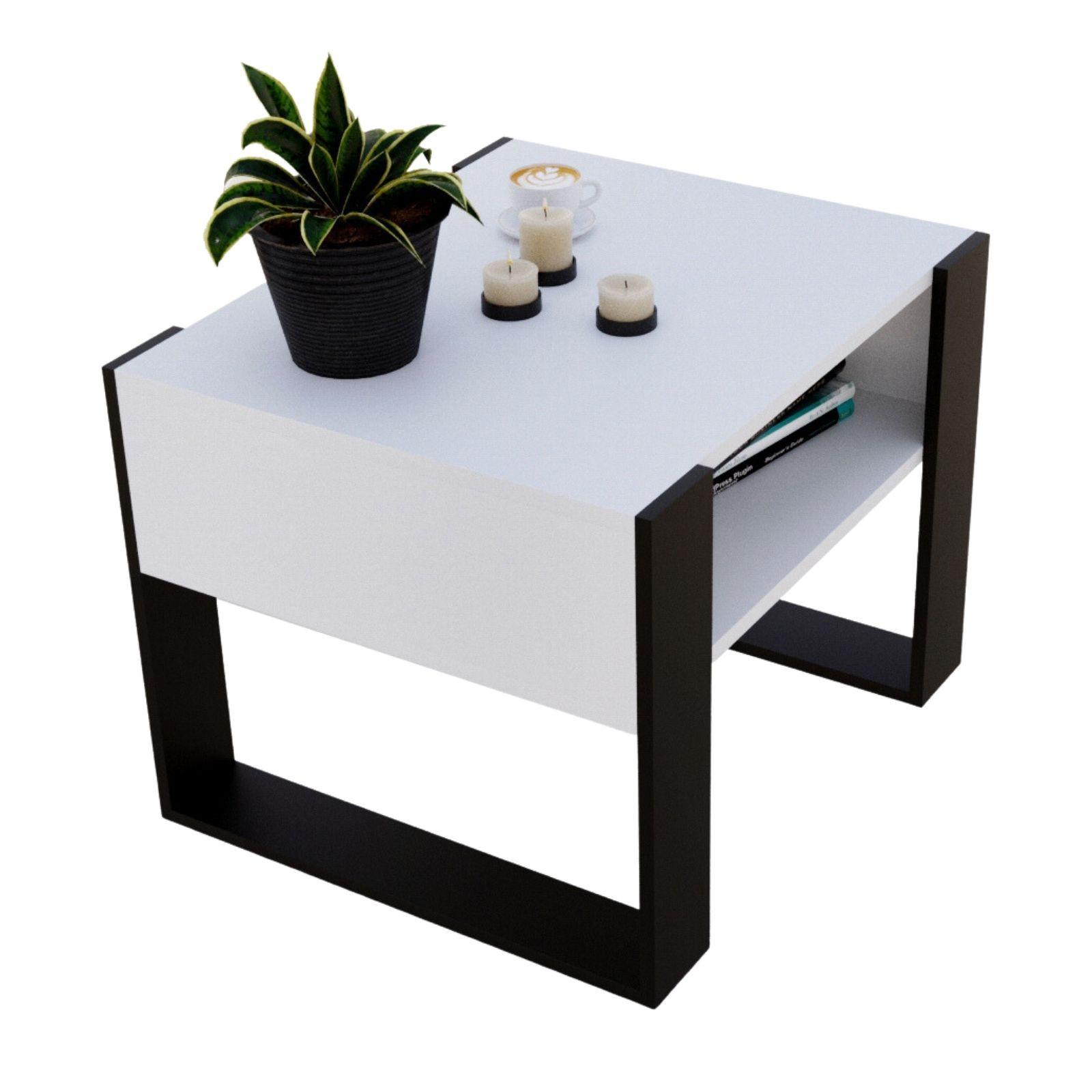COUCHTISCH Karo65 65/45/53,6 - Schwarz/Weiß, Holzwerkstoff (53.6/65/45cm) - RAUMHIRSCH FURNITURE