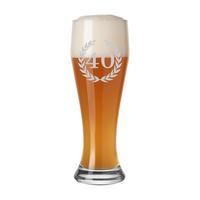 WEIZENBIERGLAS MIT GRAVUR 40. Jubiläum transparent 0,5 l - Transparent, Glas (0.5L) - LUXENTU