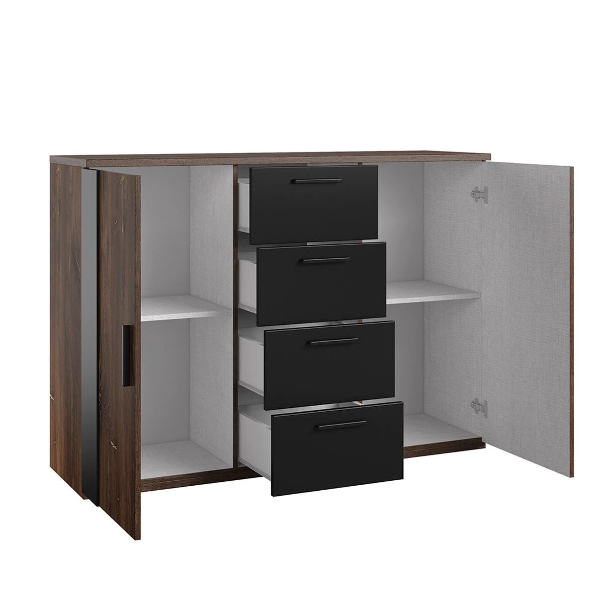 KOMMODE Alec Dunkles Holz und Schwarz - Braun, Holzwerkstoff (132/94.1/40cm) - Petits-meubles