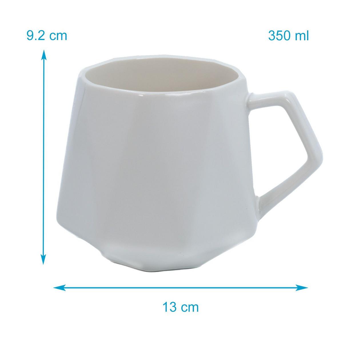 TEETASSE in Feinschliff Optik 350 ml (6-tlg.) - Weiß, Keramik (0.35L) - Intirilife