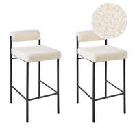 BARSTÜHLEN 2er-Set Weiß Amaya - Creme/Schwarz, Textil (42/82/42cm) - Beliani