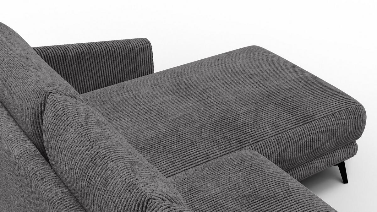 ECKSOFA VILT 3-Sitzer, dunkelgrau - Dunkelgrau/Schwarz, Holzwerkstoff/Textil (221/156cm) - Wozimo